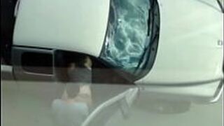 Outdoor sex in the pickup porn video