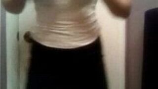 Sexy college babe strips and rubs pussy porn video